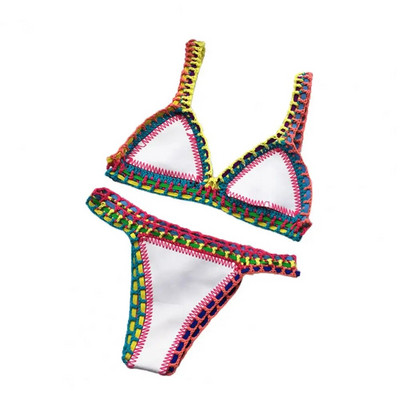 Costum de baie drăguț lucrat manual Culoare strălucitoare Respirabil Uscare rapidă Set bikini de vară Costum de baie de vară G-string