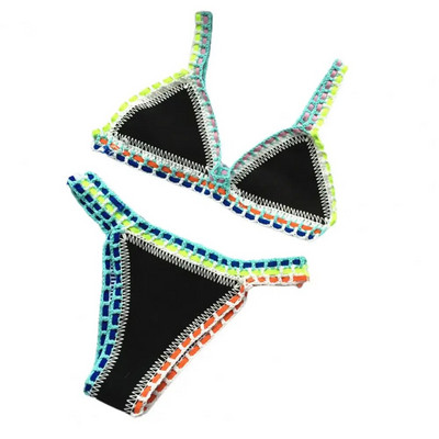 Costum de baie drăguț lucrat manual Culoare strălucitoare Respirabil Uscare rapidă Set bikini de vară Costum de baie de vară G-string