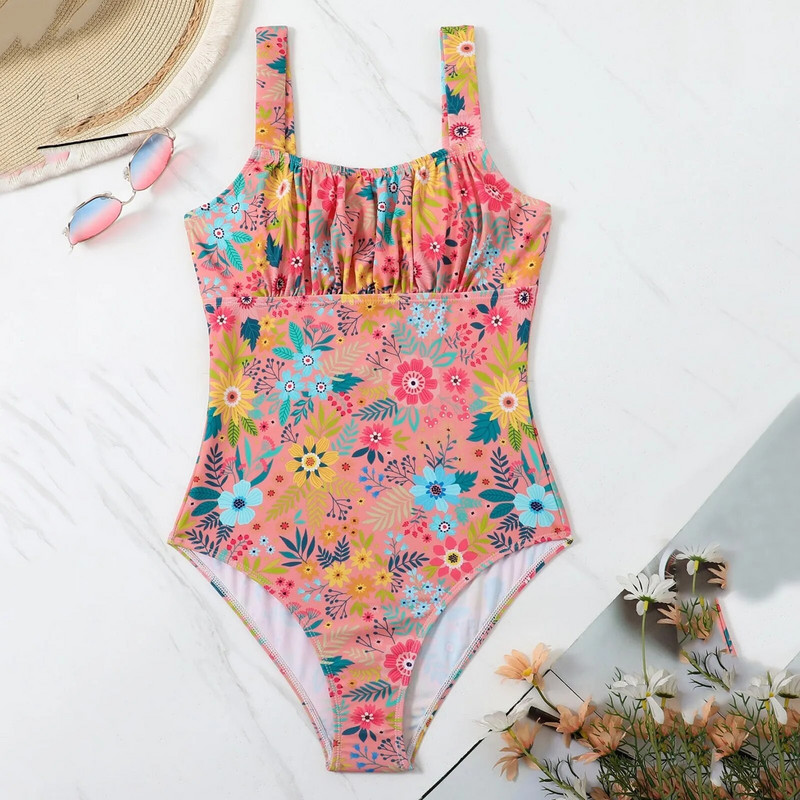 Moteriški maudymosi kostiumėliai Sexy Strapless One Piece Sex Vasarinis kombinezonas su gėlėmis margintas maudymosi kostiumėlis 2024 m. naujas maudymosi kostiumėlis Traje De BañO