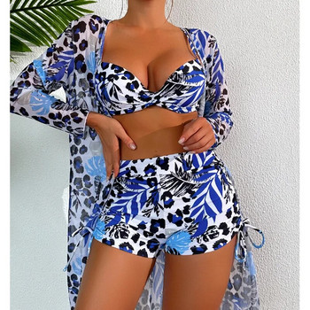 Καλοκαίρι 2024 Μαγιό Tankini Σετ Γυναικεία μαγιό Push Up For Beach Φορέστε τρία τεμάχια μαγιό πισίνα Γυναικείο μαγιό