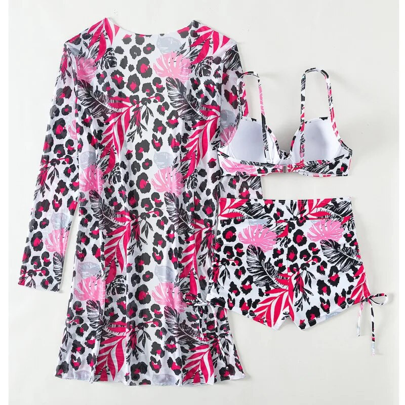 2024. nyári fürdőruhák Tankini szettek Női fürdőruha Push Up For Beach viselet Háromrészes fürdőruhák Pool női fürdőruha