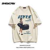 Hip hop ulična odjeća Harajuku majica velikih veličina Djevojke T-shirt s kanji printom 2024 Muška ljetna majica kratkih rukava pamuk