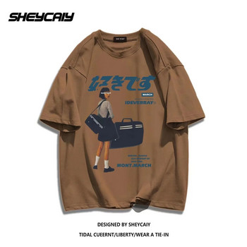Hip Hop Street Clothing Harajuku Plus Size T-Shirt Girls Kanji Printed T-Shirt 2024 Мъжка лятна тениска с къс ръкав Памучна