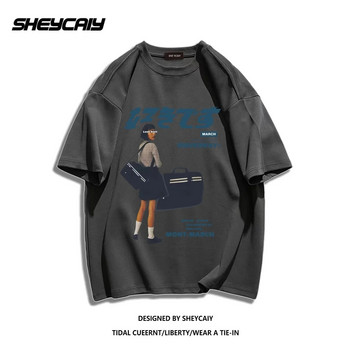Hip Hop Street Clothing Harajuku Μπλουζάκι για κορίτσια με στάμπα Kanji 2024 Ανδρικό καλοκαιρινό κοντομάνικο μπλουζάκι βαμβακερό