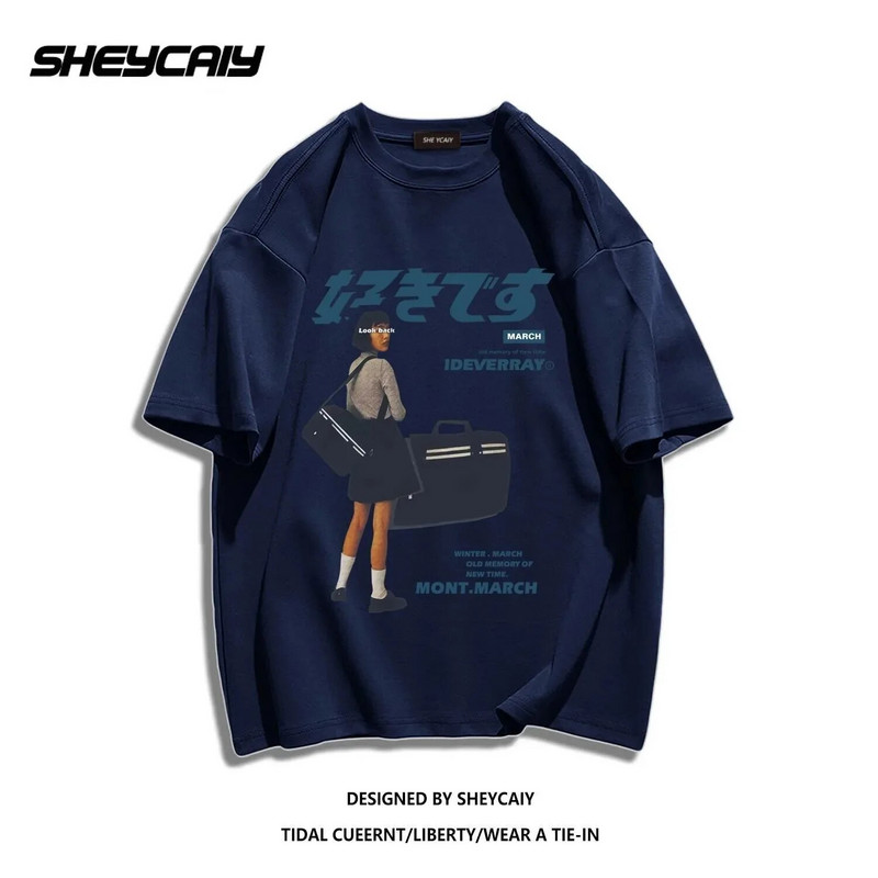 Hip hop ulična odjeća Harajuku majica velikih veličina Djevojke T-shirt s kanji printom 2024 Muška ljetna majica kratkih rukava pamuk