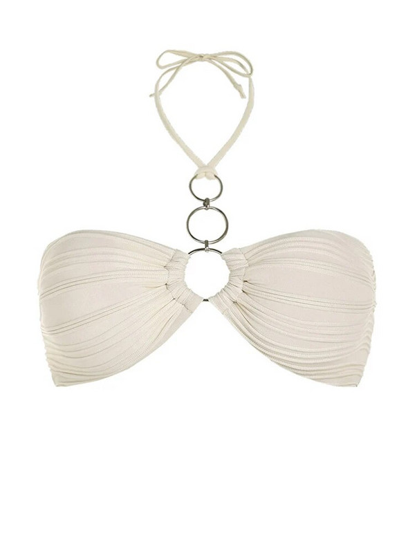 ZAFUL Moteriškas aukšto kirpimo bikinio rinkinys maudymosi kostiumėlis Brazilian Halter Žakardo tekstūros O formos žiedas bikini maudymosi kostiumėlis, dviejų dalių maudymosi kostiumėlis