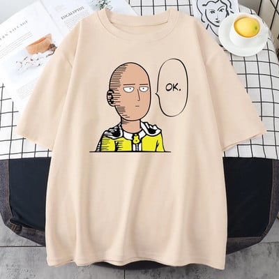 Anime One Punch Hero Saitama Oppai moteriški marškinėliai 2023 m. nauji vasaros didelio dydžio marškinėliai trumpomis rankovėmis, kvėpuojantys aukštos kokybės marškinėliai