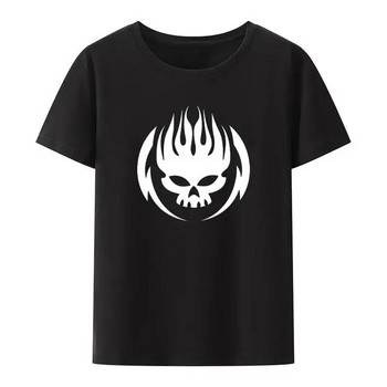 Тениска с пънк печат Flame Skull Head Women and Men The Offspring Band Hip-hop Streetwear Fashion Cool Camisetas Големи размери Горнища