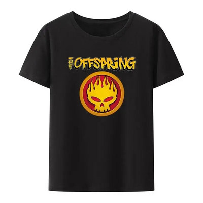 Тениска с пънк печат Flame Skull Head Women and Men The Offspring Band Hip-hop Streetwear Fashion Cool Camisetas Големи размери Горнища