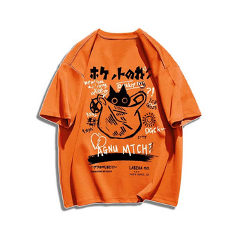 Нова японска тениска Мъжка и дамска марка Тениска от чист памук Карикатурен печат Голям размер Дамско облекло Безплатна доставка