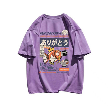 Нова японска тениска Мъжка и дамска марка Тениска от чист памук Карикатурен печат Голям размер Дамско облекло Безплатна доставка