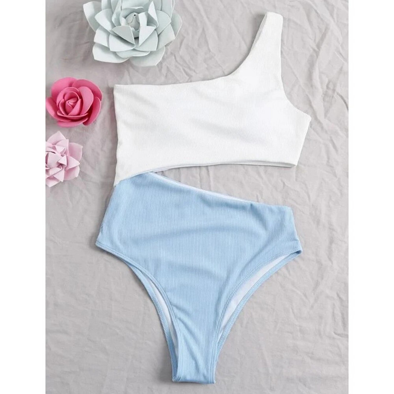 VigoCasey Patchwork női fürdőruha 2023 szexi egyrészes női fürdőruha egy vállú fürdőruha magas derekú üreges monokini úszó