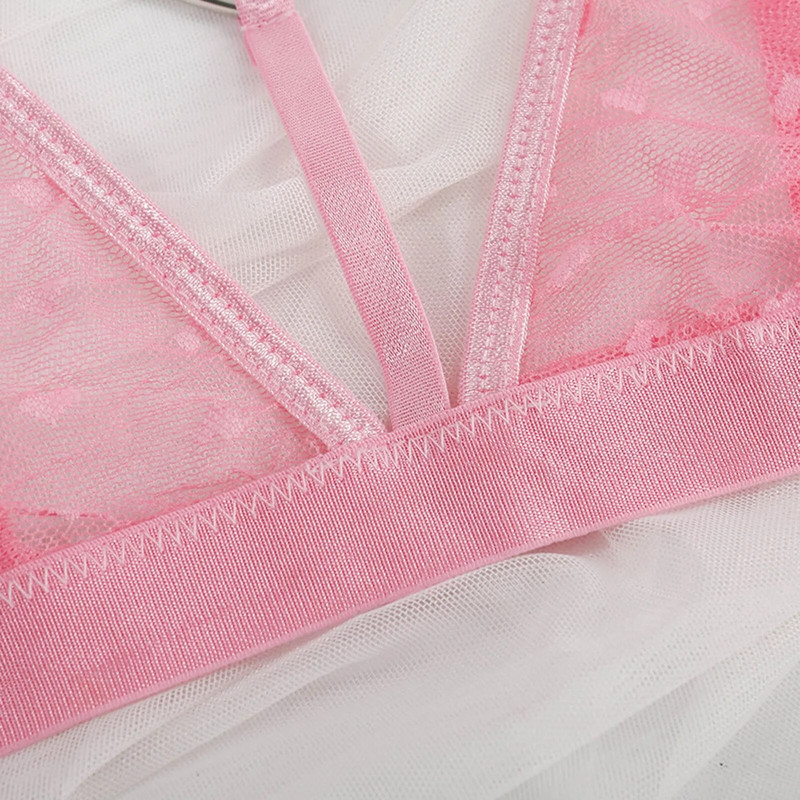 Női melltartó bugyi szett Fehérnemű női szexi bralette szerelmes mintás csipke szexi fehérnemű melltartó + tanga pizsama fehérnemű szett топ женский