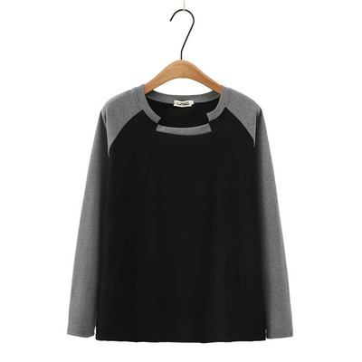 Madingi „Raglan Sleeve Basics“ terminiai marškinėliai moteriški didesnio dydžio rudens laisvalaikio rūbai marškinėlių viduje Block Spalvoti viršutiniai drabužiai