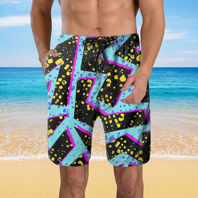 Muški kupaći kostimi s printom Ljetne kratke hlače Retro zabavne kratke hlače za kupanje na vezanje Brzo sušeće hlače za plažu za muškarce Plivačke kratke hlače muške