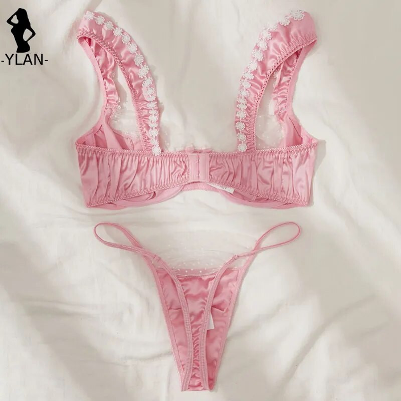 Finom szatén fehérnemű szexi fehérnemű 2 részes női szett fehérnemű varrat nélküli melltartó rövid készletek csipke patchwork erotikus fehérnemű intim
