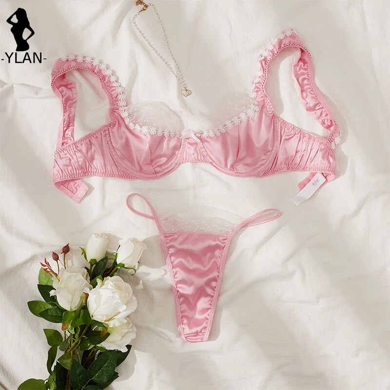 Finom szatén fehérnemű szexi fehérnemű 2 részes női szett fehérnemű varrat nélküli melltartó rövid készletek csipke patchwork erotikus fehérnemű intim