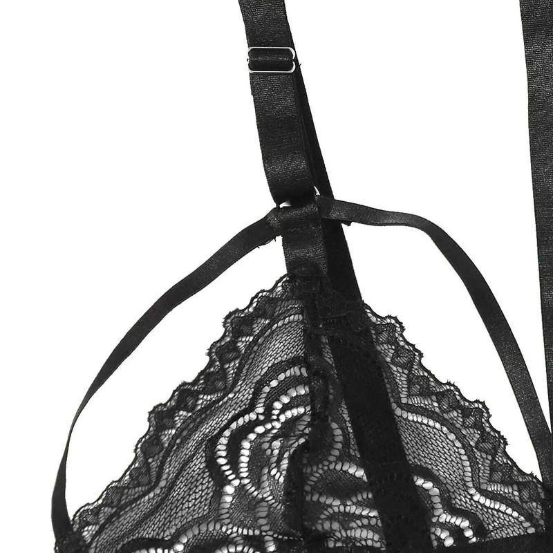 Szexi női fehérnemű Csipke fehérnemű Melltartó+tanga+harisnyakötő fehérnemű szett Női fehérnemű szettek Szexi ropa belső femenina