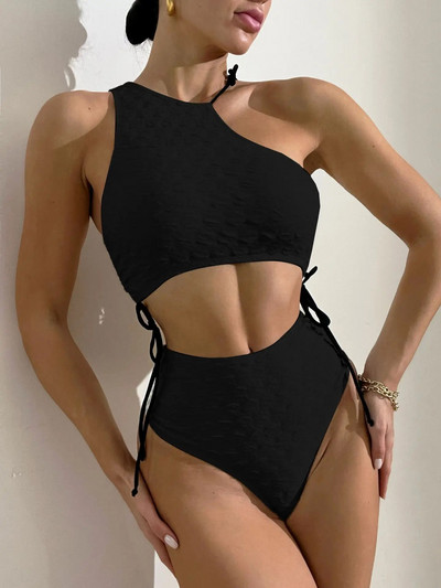 Бански костюм от една част с халтер 2023 Дамски бански костюми за отслабване на корема Секси ретро ретро бикини с висока талия