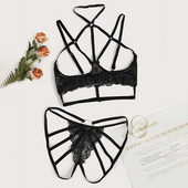 Set de lenjerie de lenjerie cu dantelă cu dantelă pentru femei Set de lenjerie de corp Set de lenjerie de corp neagră Ținută de lenjerie sexy
