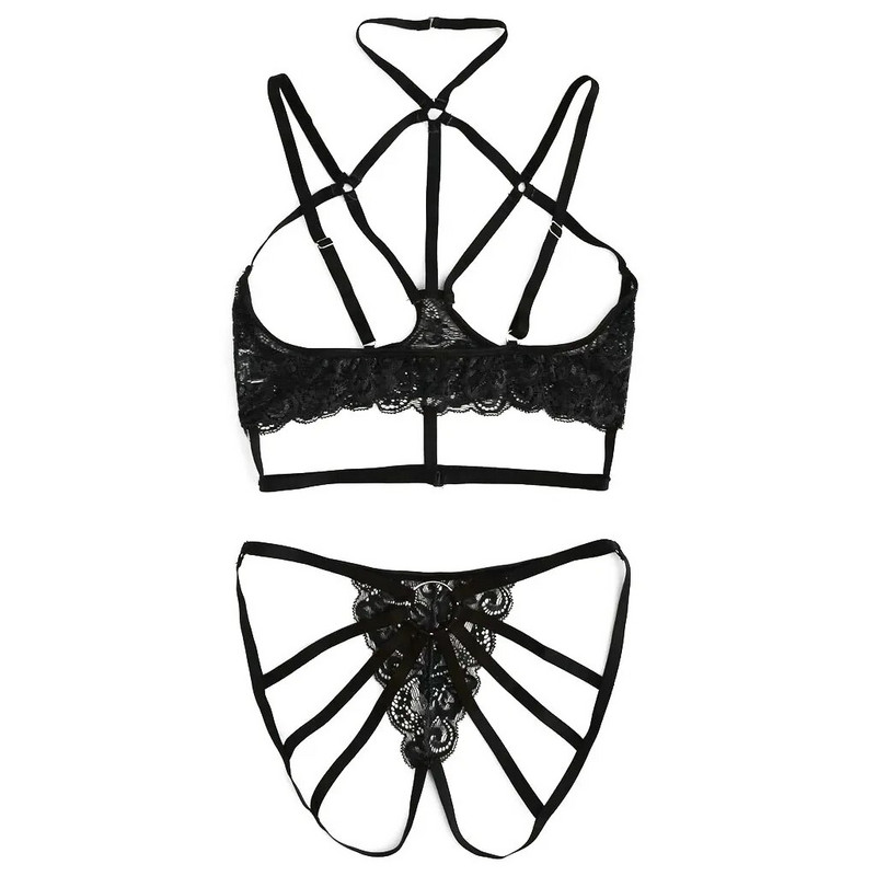 Set de lenjerie de lenjerie cu dantelă cu dantelă pentru femei Set de lenjerie de corp Set de lenjerie de corp neagră Ținută de lenjerie sexy