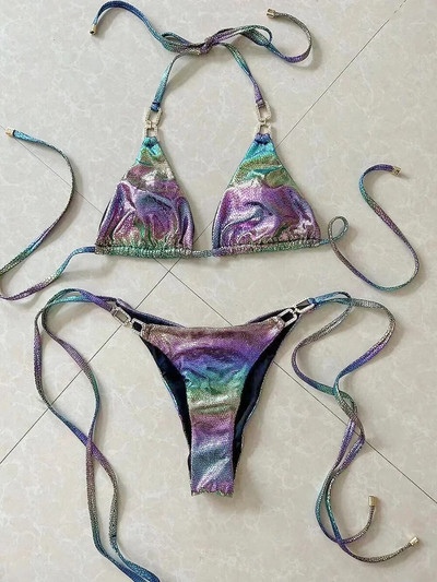 2024 Shiny Halter Rhinestone Bikini Γυναικείο Μαγιό Γυναικεία Μαγιό Σετ μπικίνι Micro Strappy Μαγιό
