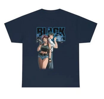 Μπλουζάκι ιαπωνικού Anime Black Lagoon Revy Graphic με στάμπα Vintage κοντό μανίκι συν μέγεθος βαμβακερό γυναικείο μπλουζάκι με λαιμόκοψη