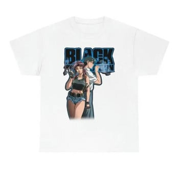 Японска аниме Black Lagoon тениска Revy Graphic Printed Vintage Short Sleeve Plus Size Cotton Crew Deck T Shirt Women Men