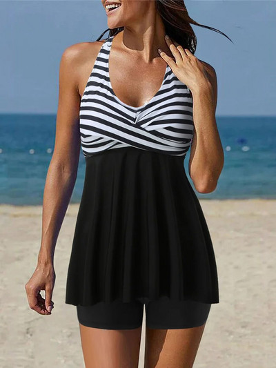 Hlater Tankini 2024 Costum de baie din două piese cu flori pentru femei și rochie de baie scurtă