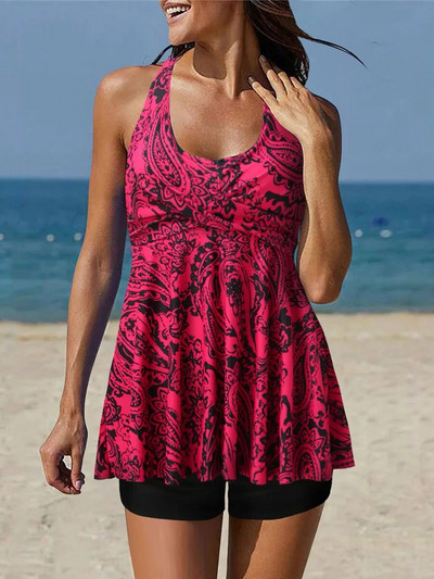 Hlater Tankini 2024 Costum de baie din două piese cu flori pentru femei și rochie de baie scurtă