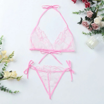Fehérneműk női csipke Állítható virágos hímzés fehérnemű G string szexi melltartó bugyi szettek Szexi női fehérnemű Lenceria