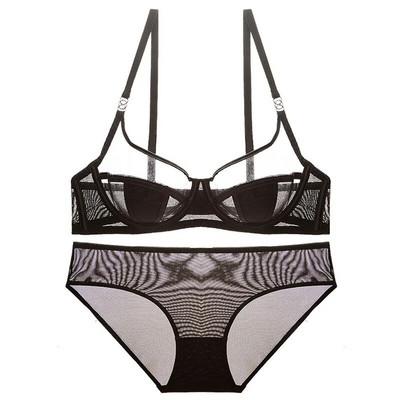 2 τεμάχια σέξι σατινέ σετ εσωρούχων Εξαιρετικά λεπτό μεγάλο στήθος που δείχνει μικρό με ατσάλινα δαχτυλίδια Κοστούμι εσωρούχων με σουτιέν
