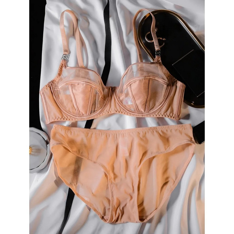 2 τεμάχια σέξι σατινέ σετ εσωρούχων Εξαιρετικά λεπτό μεγάλο στήθος που δείχνει μικρό με ατσάλινα δαχτυλίδια Κοστούμι εσωρούχων με σουτιέν
