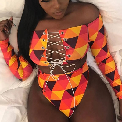 Bikini 2024 Tankini Ženski kupaći kostim Sexy Bandeau Push Up Nove tange s afričkim printom Kupaći kostim na vezanje Biquini kupaći kostim Brazilian