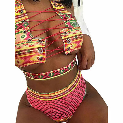 Bikini 2024 Tankini Ženski kupaći kostim Sexy Bandeau Push Up Nove tange s afričkim printom Kupaći kostim na vezanje Biquini kupaći kostim Brazilian