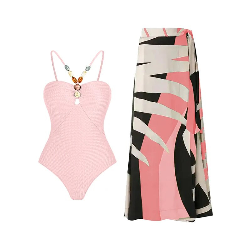 MUOLUX 2024 uus seksikas Push Up ühes tükis naiste ujumisriided, retroprinteriga biquini seelik, Cover Up Monokini Brasiilia ujumisülikonna kleit
