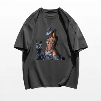 Нова лятна дамска тениска с големи размери Renaissance Singer Beyonce Rode A Horse Print Oversize ТОП памучна мъжка тениска Модни дрехи