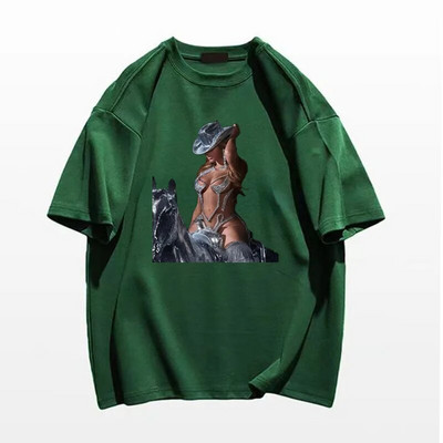 Nova ljetna ženska majica velikih veličina Singer Renaissance Beyonce Rode A Horse Print Prevelika pamučna muška majica Modna odjeća