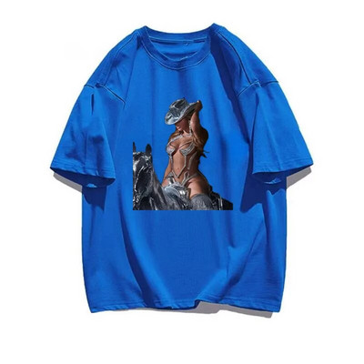 Nova ljetna ženska majica velikih veličina Singer Renaissance Beyonce Rode A Horse Print Prevelika pamučna muška majica Modna odjeća