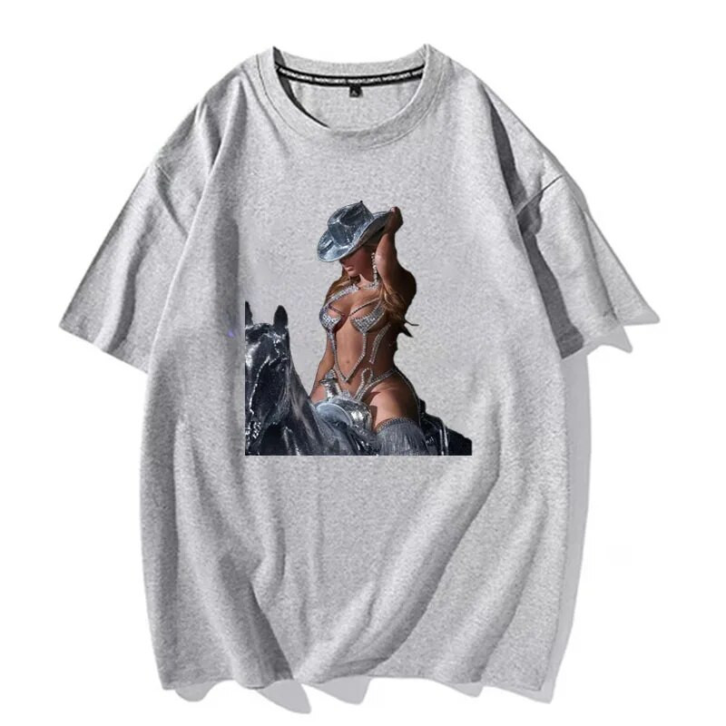 Nova ljetna ženska majica velikih veličina Singer Renaissance Beyonce Rode A Horse Print Prevelika pamučna muška majica Modna odjeća
