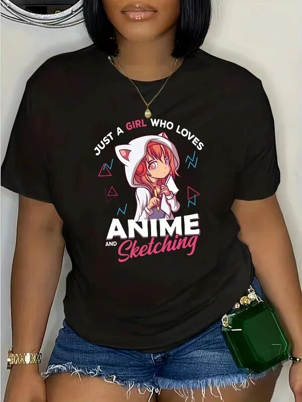 Moterų vasara, 2024 m. Y2k „Tops“ marškinėliai trumpomis rankovėmis trumpomis rankovėmis, skirti laisvalaikio raštu grafiniai marškinėliai, didesnio dydžio drabužiai