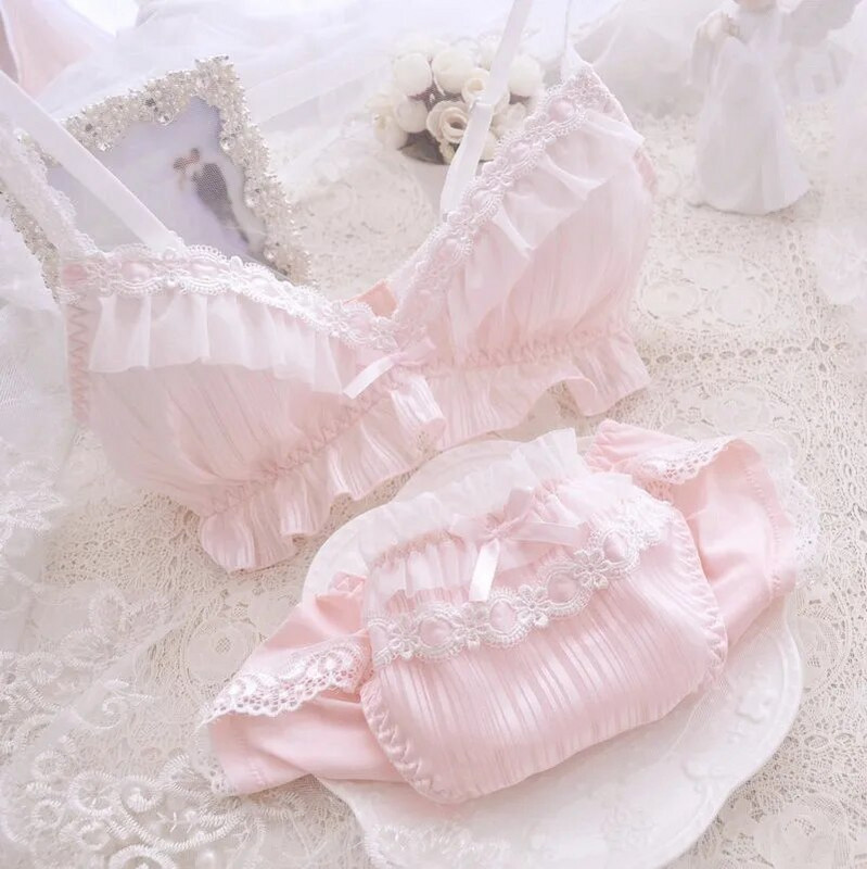 Kawaii donje rublje Udobni grudnjak Bikini set Lolita Girl Slatka mašna Grudnjak i gaćice Komplet donjeg rublja Grudnjaci Gaćice Ženski grudnjak i gaćice
