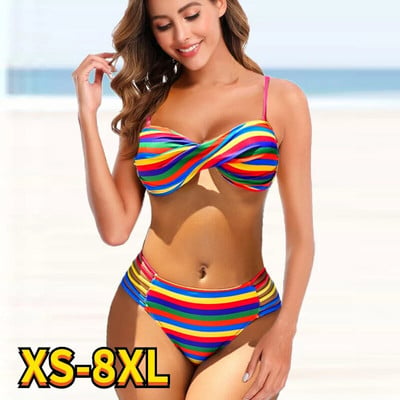 Novi kupaći kostim velike veličine 2022. Seksi ženski bikini kupaći kostim visokog struka Ženski dvodijelni bikini komplet kupaći kostim Ženska odjeća za plažu 8XL