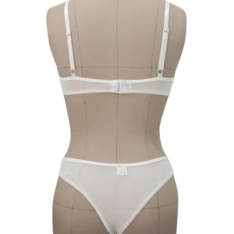 Liemenėlės ir kelnaičių rinkinys Seksualus gėlėtas tuščiaviduris apatinis trikotažas nėriniais siuvinėtas apatinis trikotažas Skaidri liemenėlė ir trumpa moteriška 2 dalių intymios naktinukai