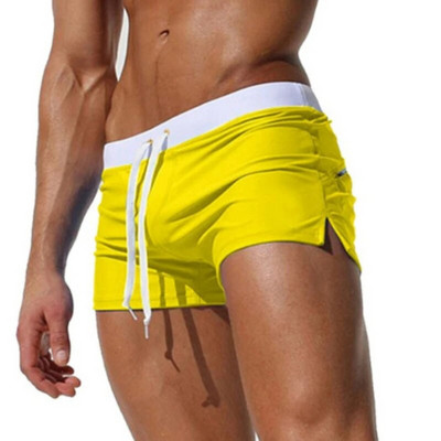 Costum de baie pentru bărbați Trunchi de baie sport pentru plajă Pantaloni scurți de înot pentru surf cu șnur pentru bărbați Costume de baie Boxer cu uscare rapidă