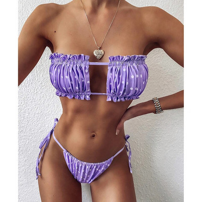 Seksi bikini 2023 Plisirani Bandeau kupaći kostim Ženski kupaći kostim Ženski mini bikini set s tangama Odjeća za kupanje za kupanje za kupaći kostim