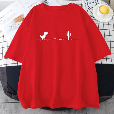 Mozaik Igra Kaktus Mali Dinosaurus Otisci Muške Pamučne majice Kreativnost Ulične Kratkih rukava Ležerne sve matematike Ženske veće veličine