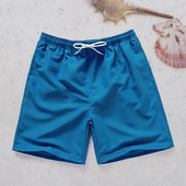 Pantaloni scurti Talie elastică Pantaloni scurți de vară cu talie medie Buzunare cu șnur Pantaloni scurți de plajă cu căptușeală interioară Trunchi de baie pentru bărbați de culoare uni