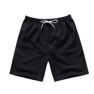 Pantaloni scurti Talie elastică Pantaloni scurți de vară cu talie medie Buzunare cu șnur Pantaloni scurți de plajă cu căptușeală interioară Trunchi de baie pentru bărbați de culoare uni