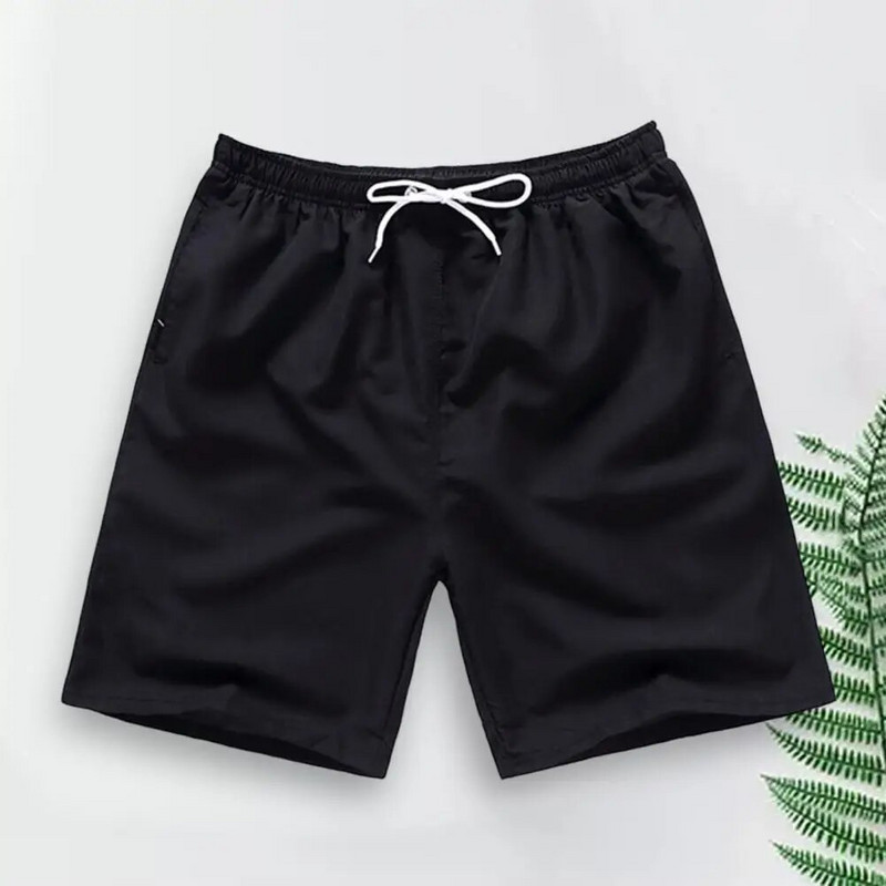 Trumpos kelnės elastiniu juosmeniu Vidutinio aukščio vasariniai šortai su raišteliu kišenės paplūdimio šortai su vidiniu pamušalu Vyriški vienspalviai maudymosi kelnaitės